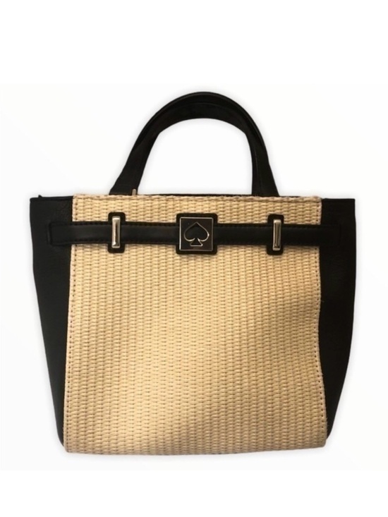 kate spade Handbags - kate spade - Leo Houston Street Straw Black Cream Woven Bag with Top Handles
